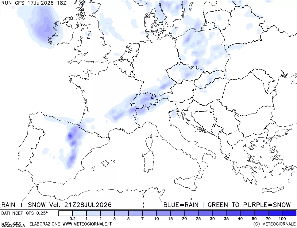 mappa Precipitazioni totali e nevose
