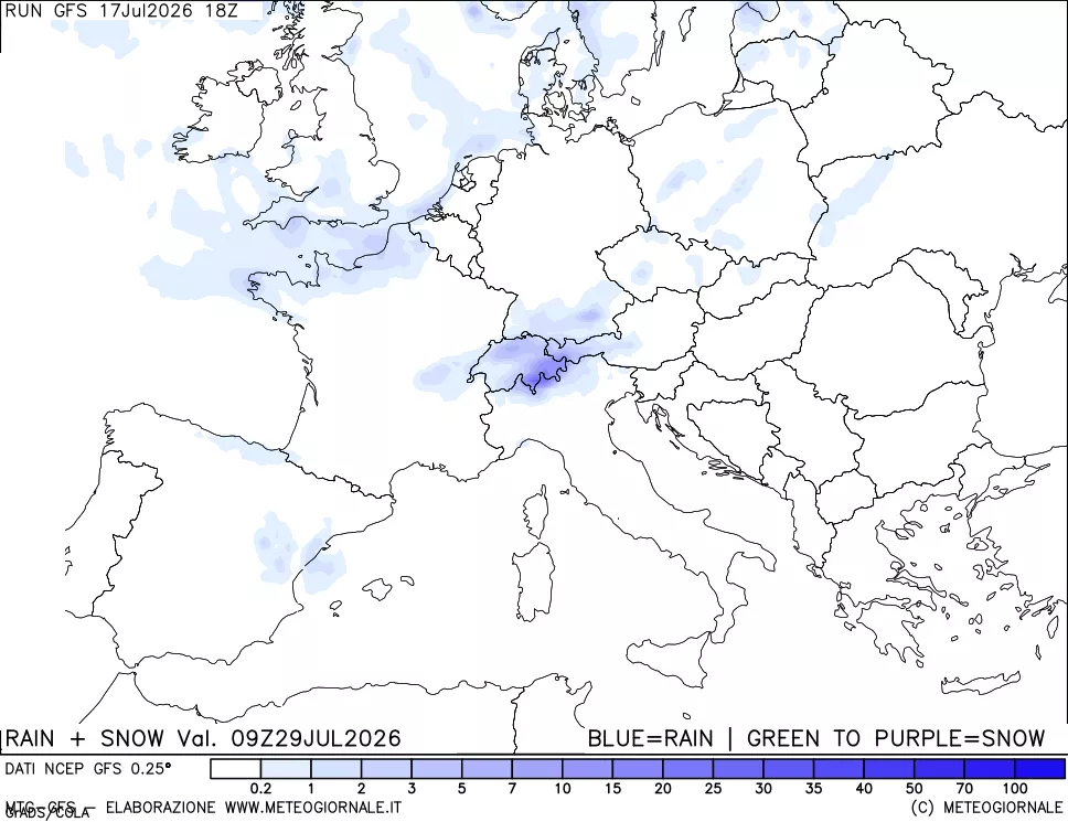 mappa Precipitazioni totali e nevose