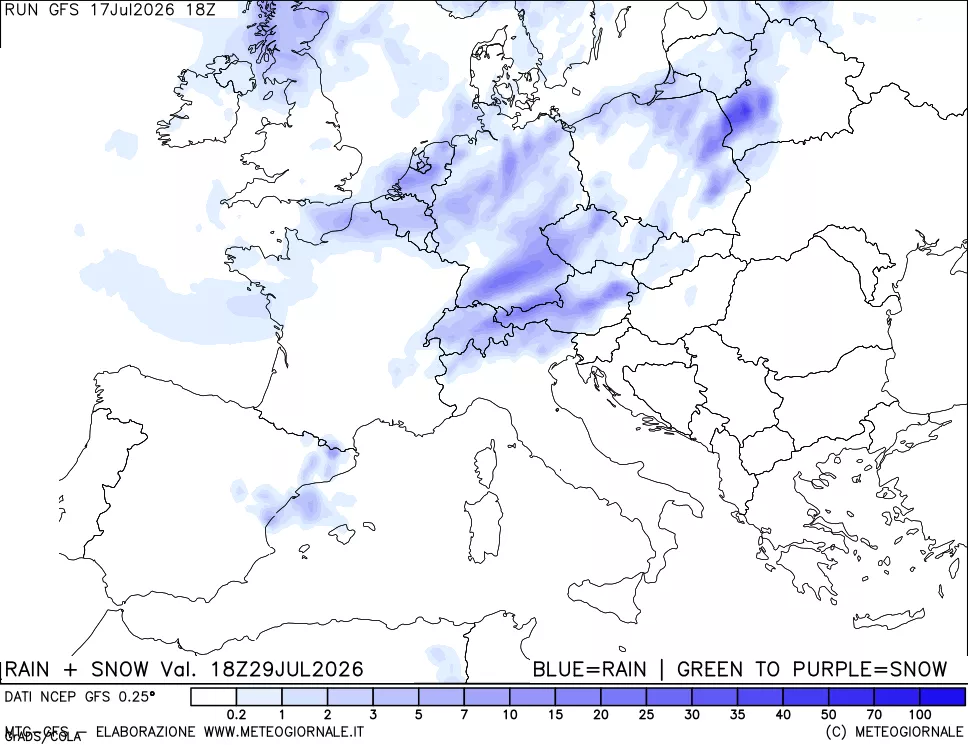 mappa Precipitazioni totali e nevose