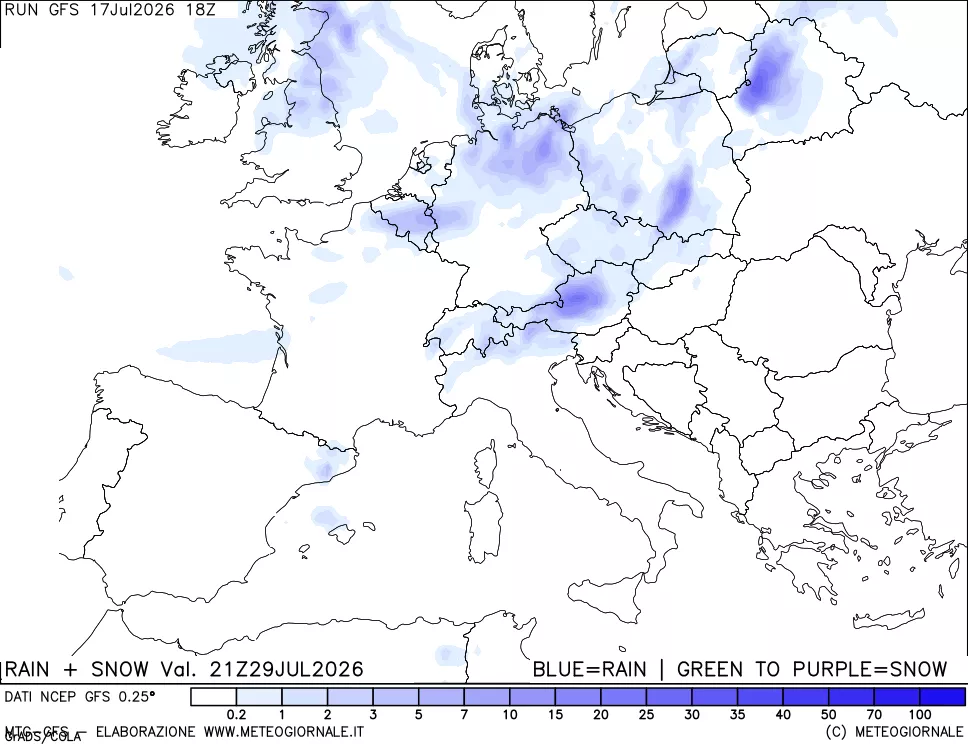 mappa Precipitazioni totali e nevose