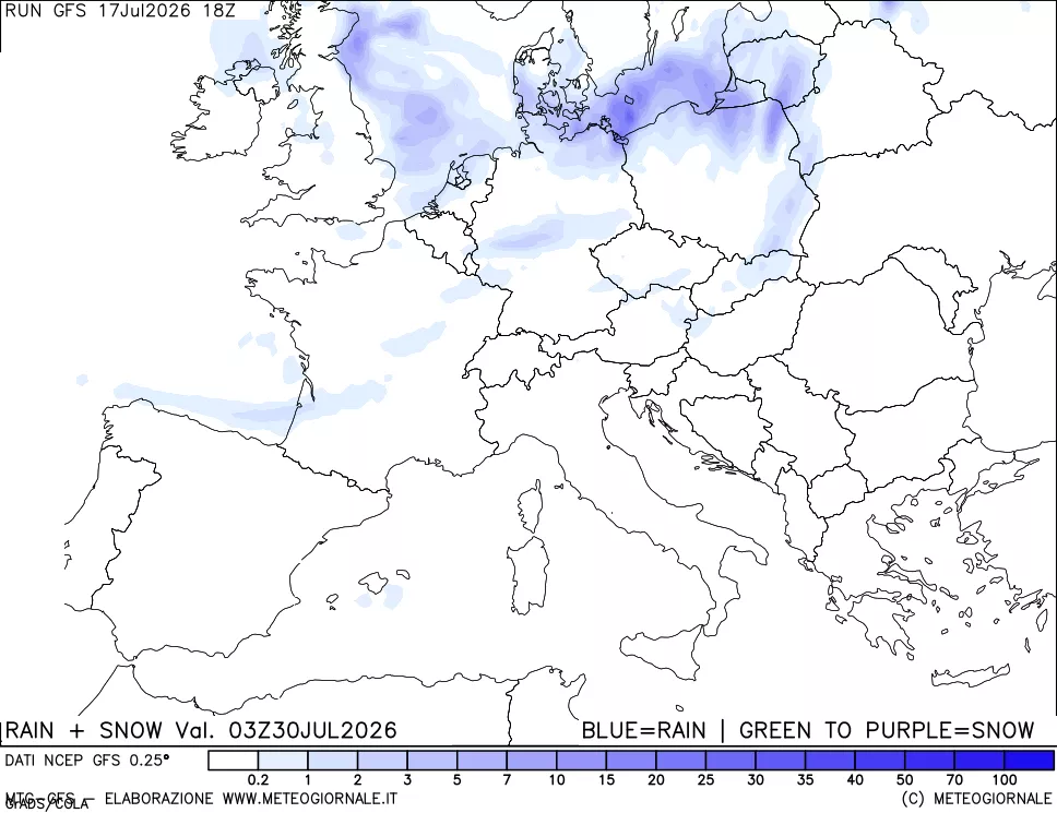 mappa Precipitazioni totali e nevose