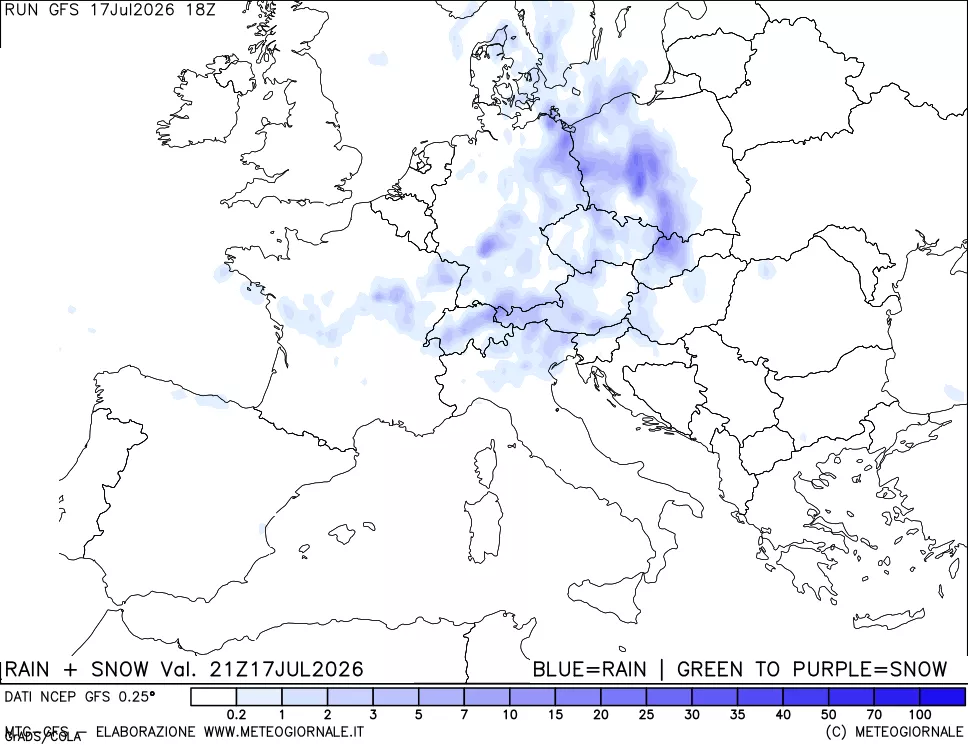 mappa Precipitazioni totali e nevose