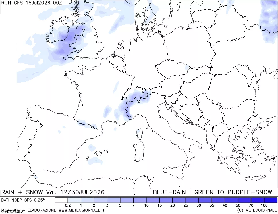mappa Precipitazioni totali e nevose