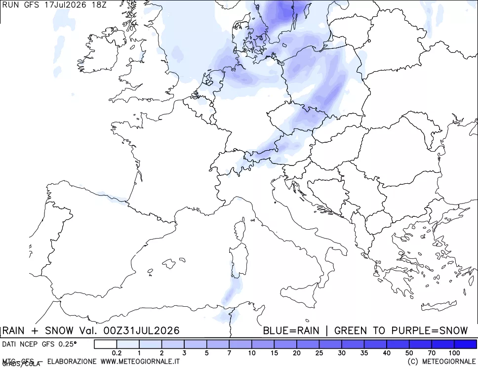 mappa Precipitazioni totali e nevose