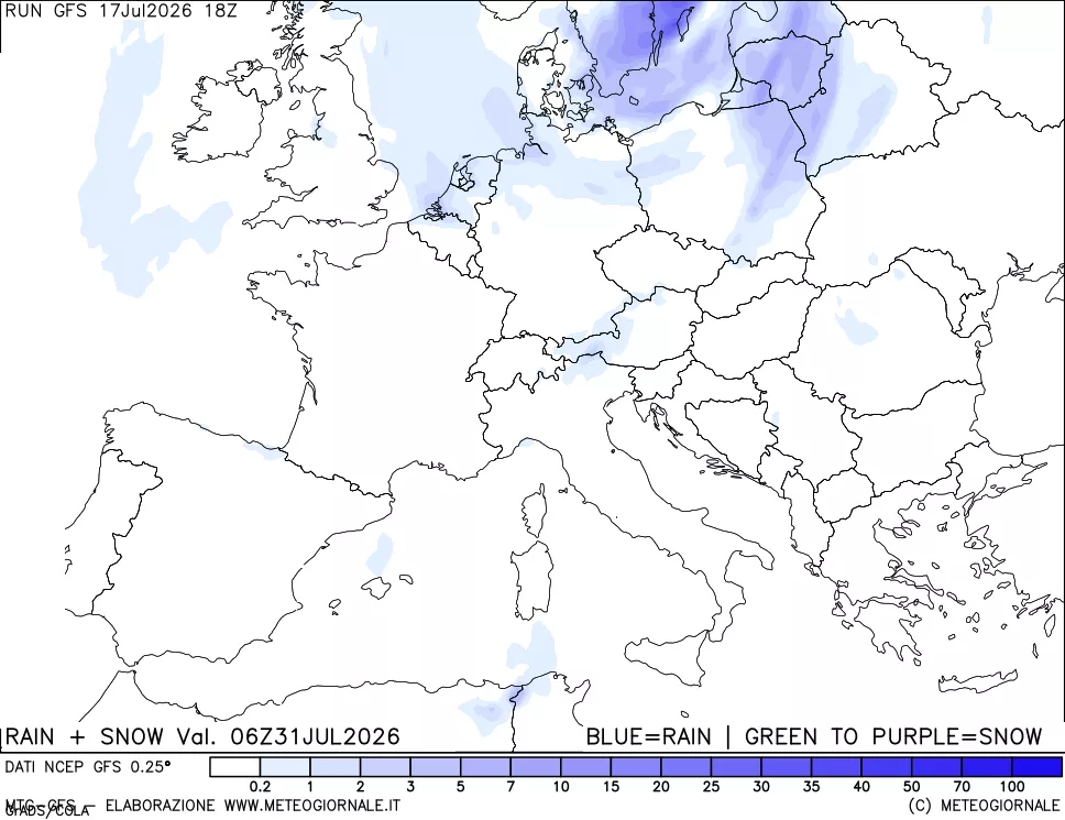 mappa Precipitazioni totali e nevose