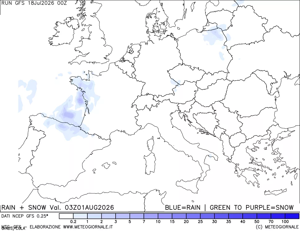 mappa Precipitazioni totali e nevose