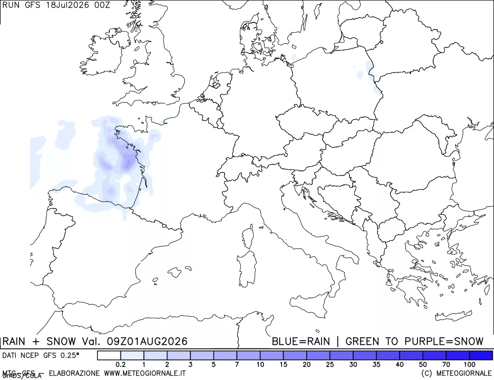 mappa Precipitazioni totali e nevose