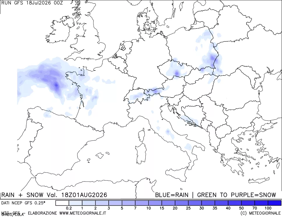 mappa Precipitazioni totali e nevose