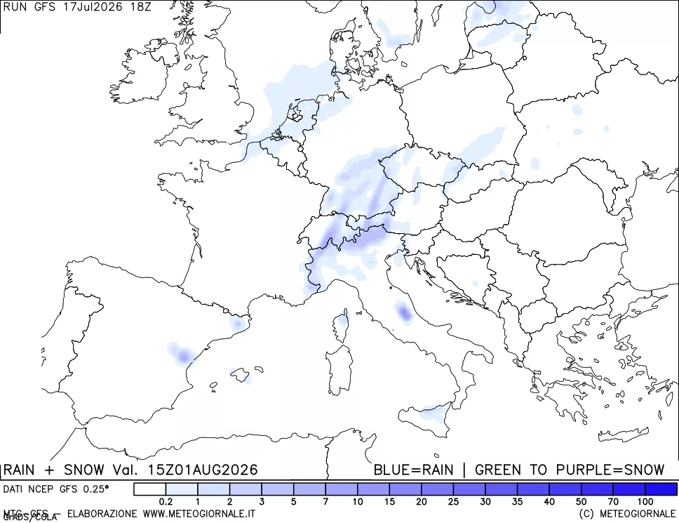 mappa Precipitazioni totali e nevose