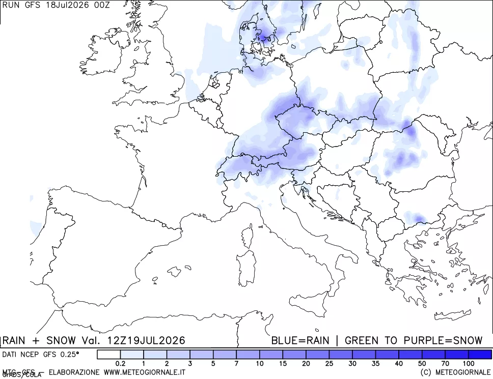 mappa Precipitazioni totali e nevose