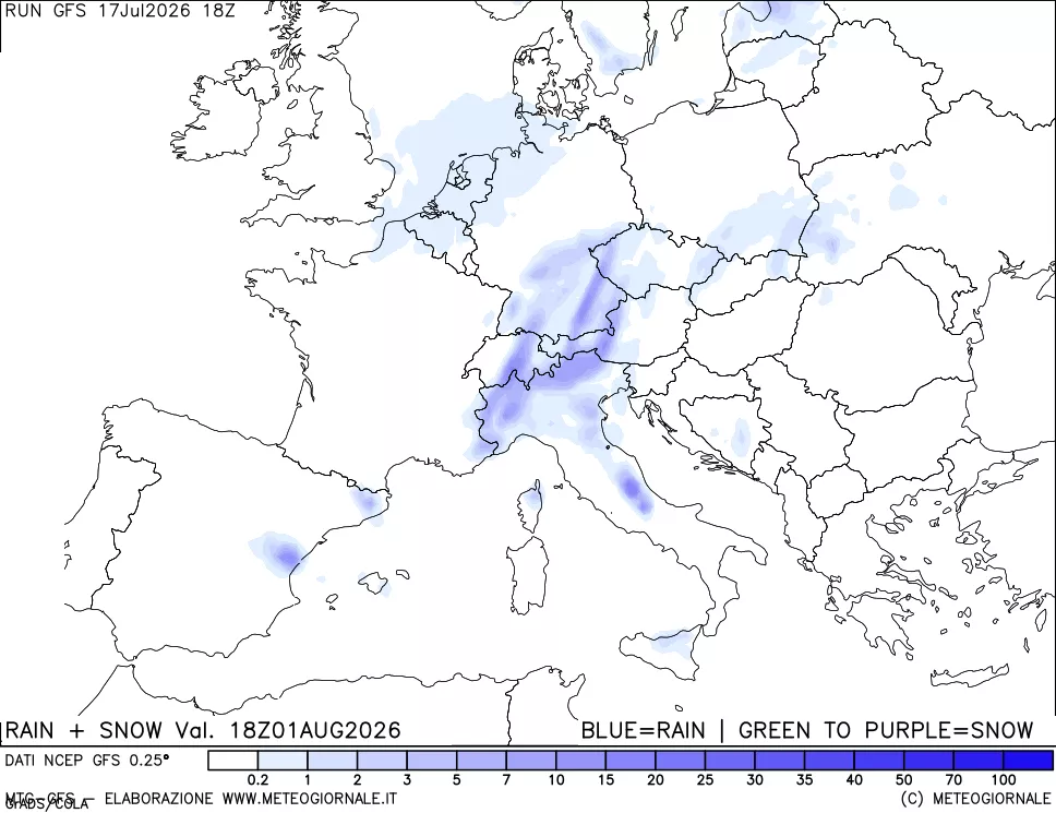 mappa Precipitazioni totali e nevose