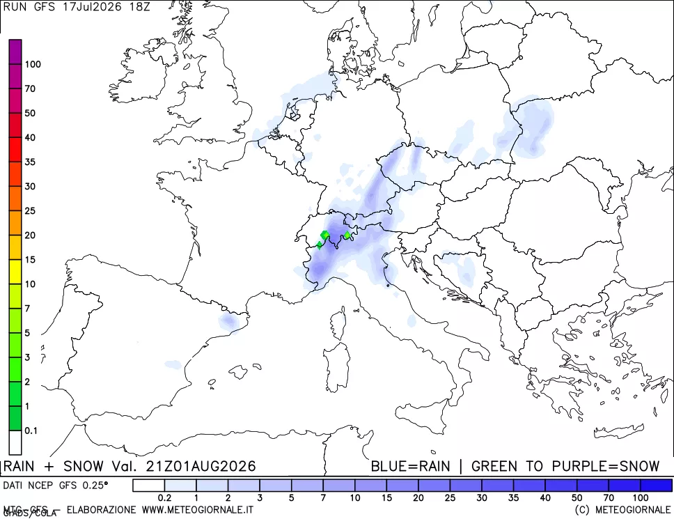 mappa Precipitazioni totali e nevose