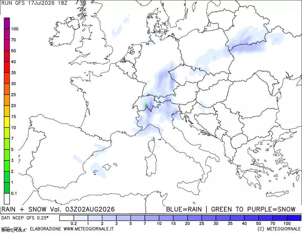 mappa Precipitazioni totali e nevose