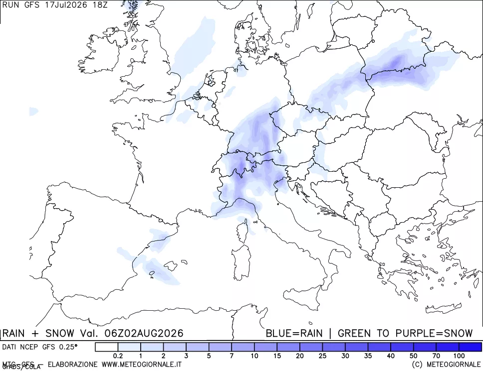 mappa Precipitazioni totali e nevose