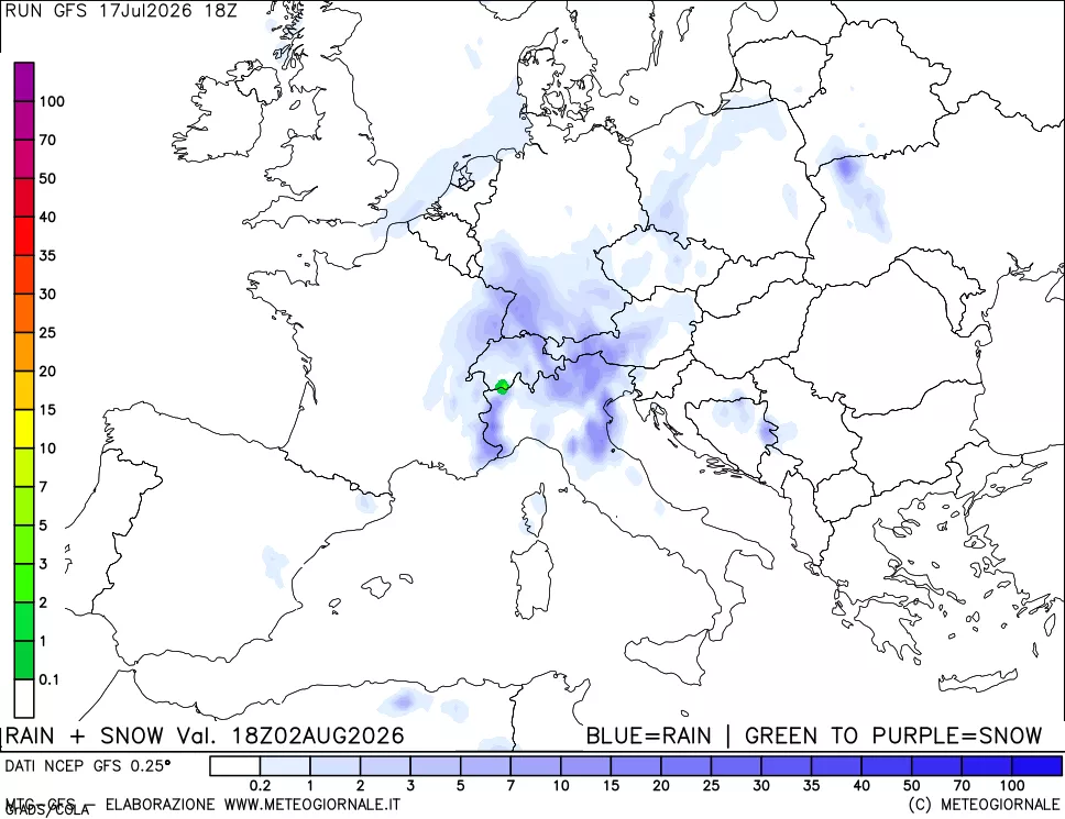 mappa Precipitazioni totali e nevose