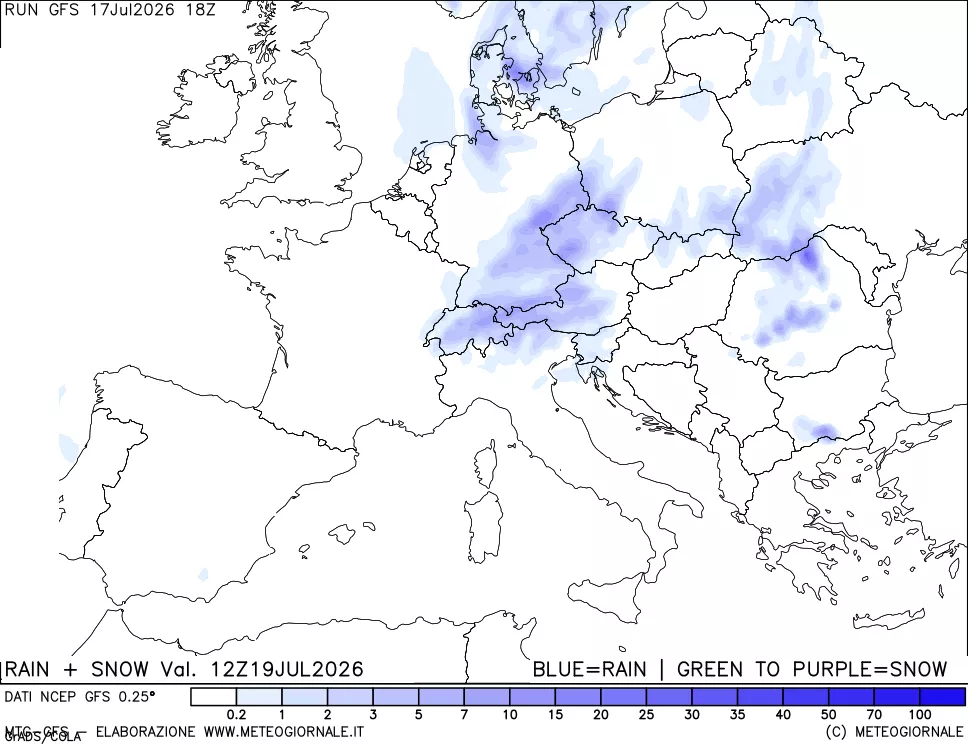 mappa Precipitazioni totali e nevose