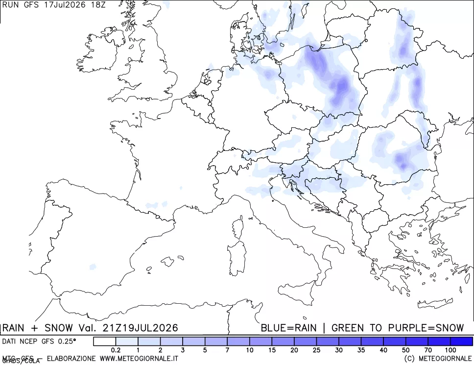 mappa Precipitazioni totali e nevose