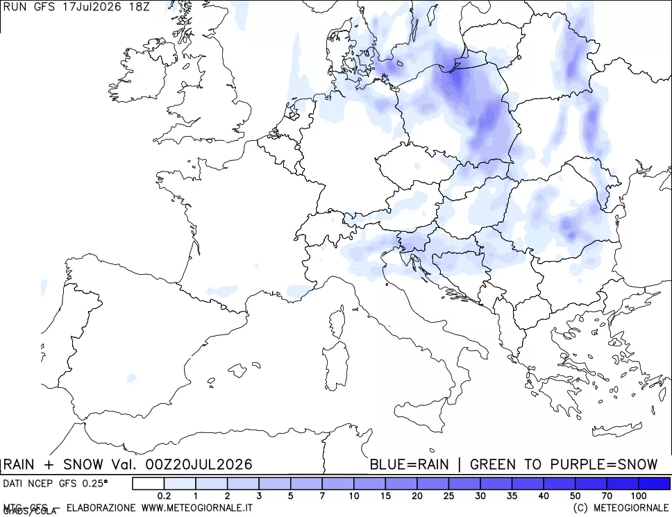 mappa Precipitazioni totali e nevose