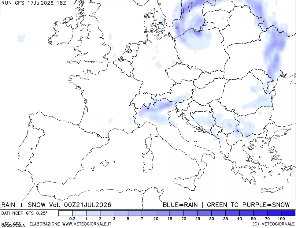 mappa Precipitazioni totali e nevose