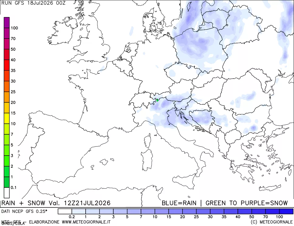 mappa Precipitazioni totali e nevose