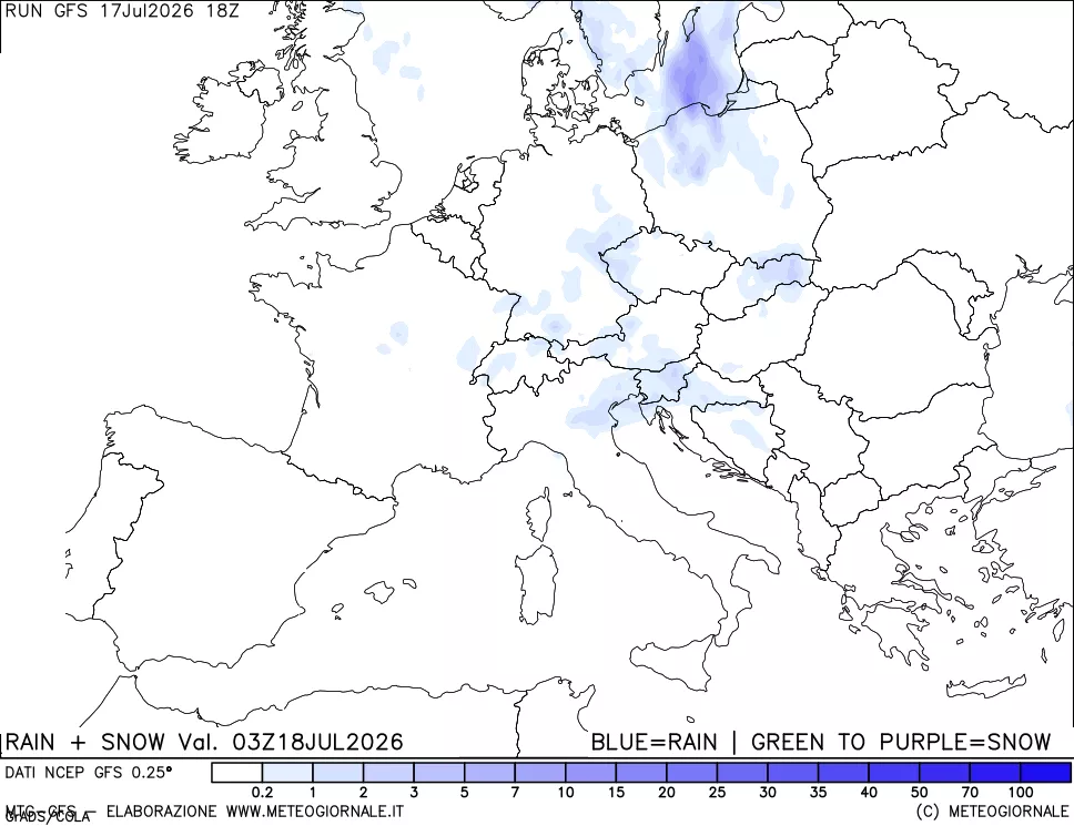mappa Precipitazioni totali e nevose