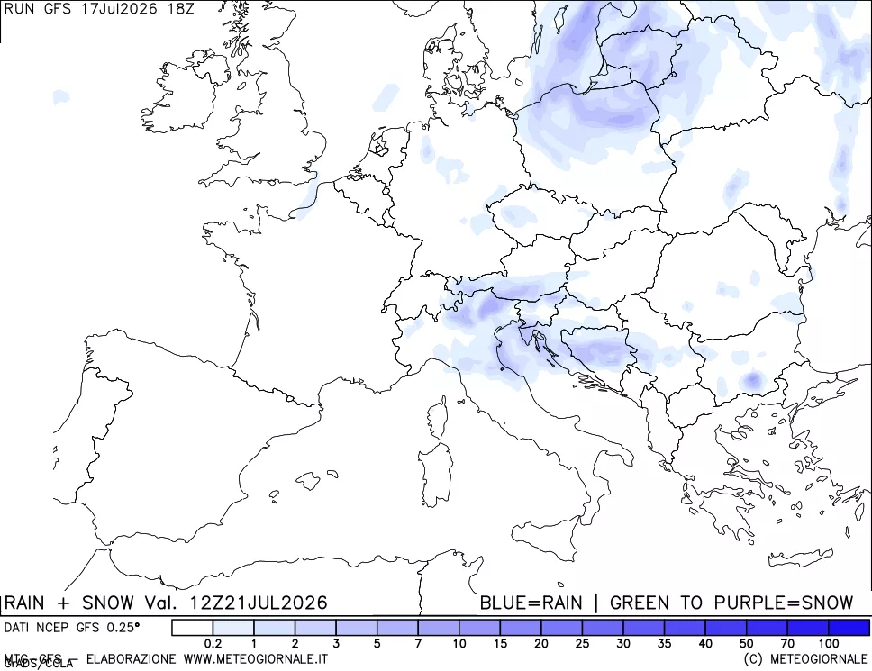 mappa Precipitazioni totali e nevose
