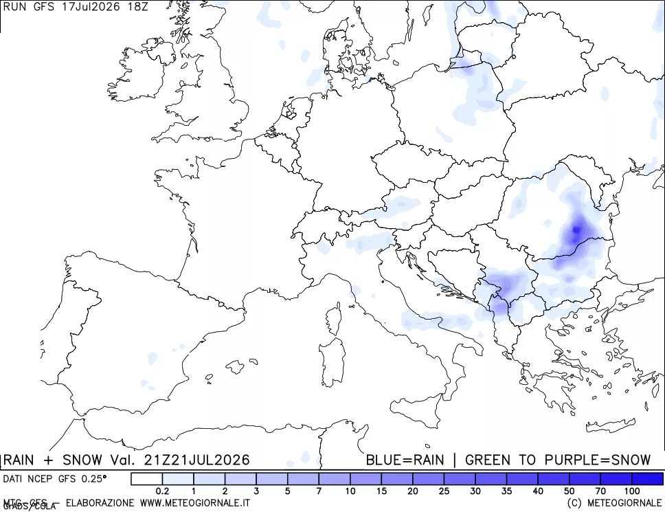 mappa Precipitazioni totali e nevose