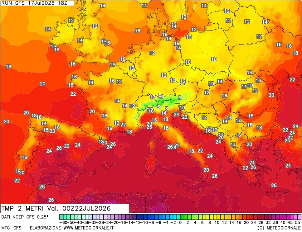 mappa Temp 2 metri