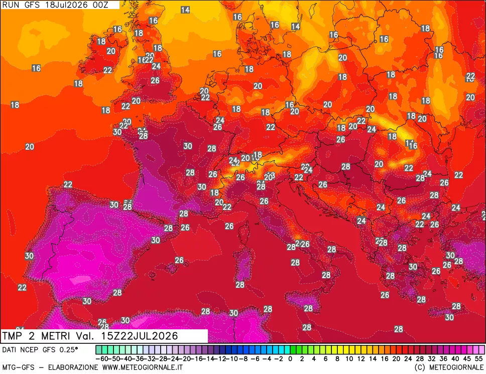 mappa Temp 2 metri