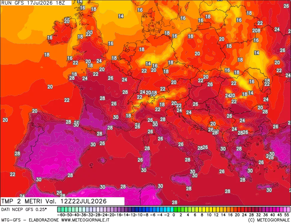 mappa Temp 2 metri