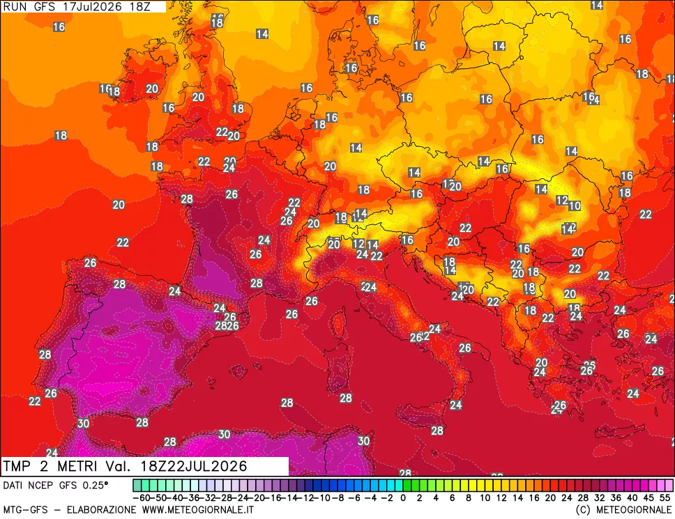 mappa Temp 2 metri