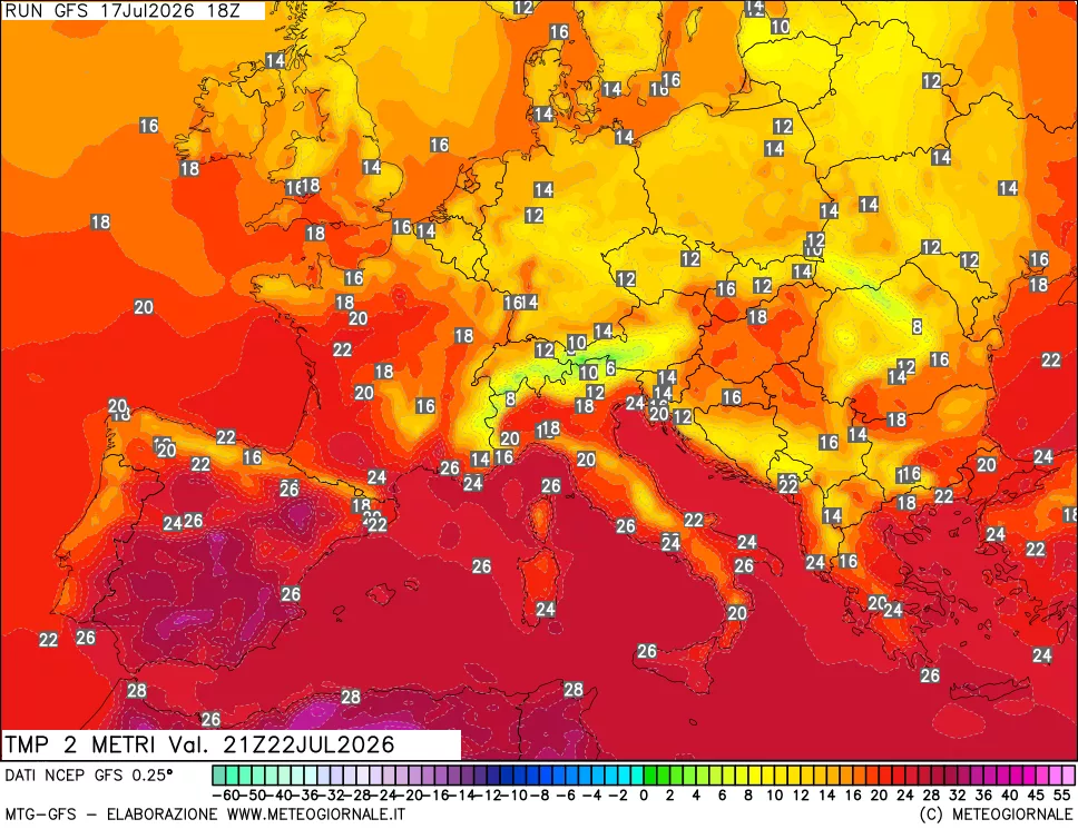 mappa Temp 2 metri