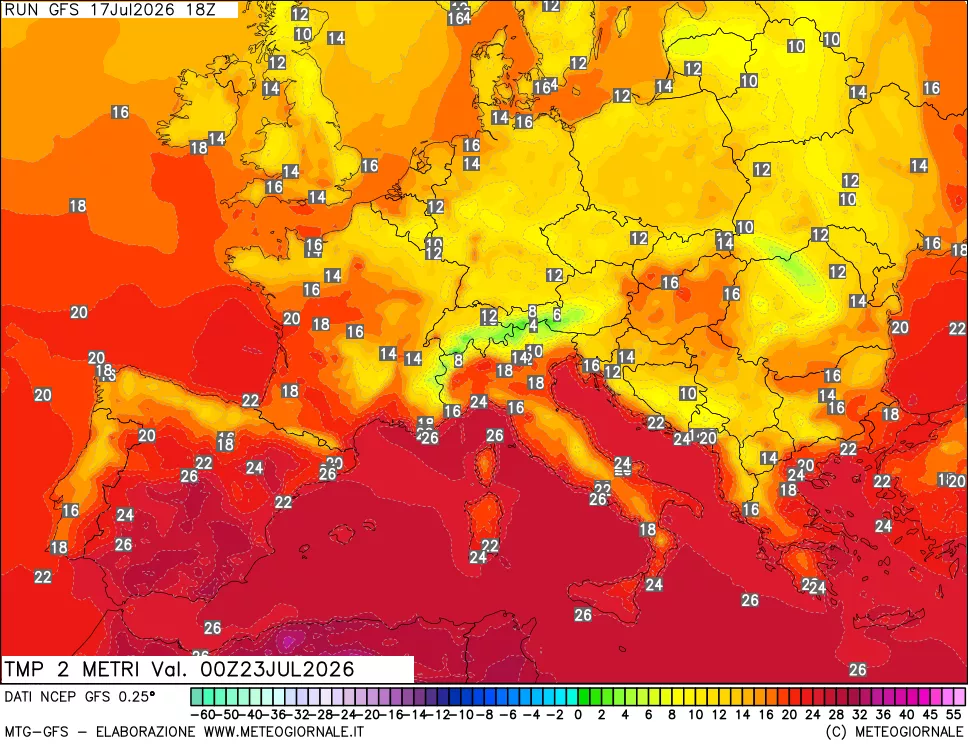 mappa Temp 2 metri