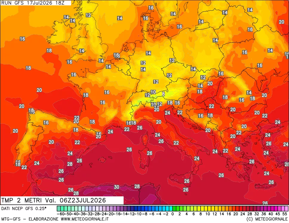 mappa Temp 2 metri