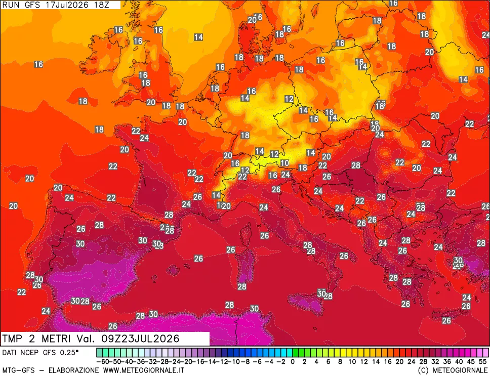 mappa Temp 2 metri