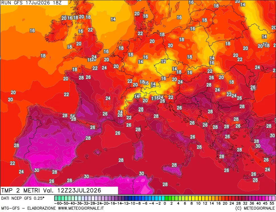 mappa Temp 2 metri