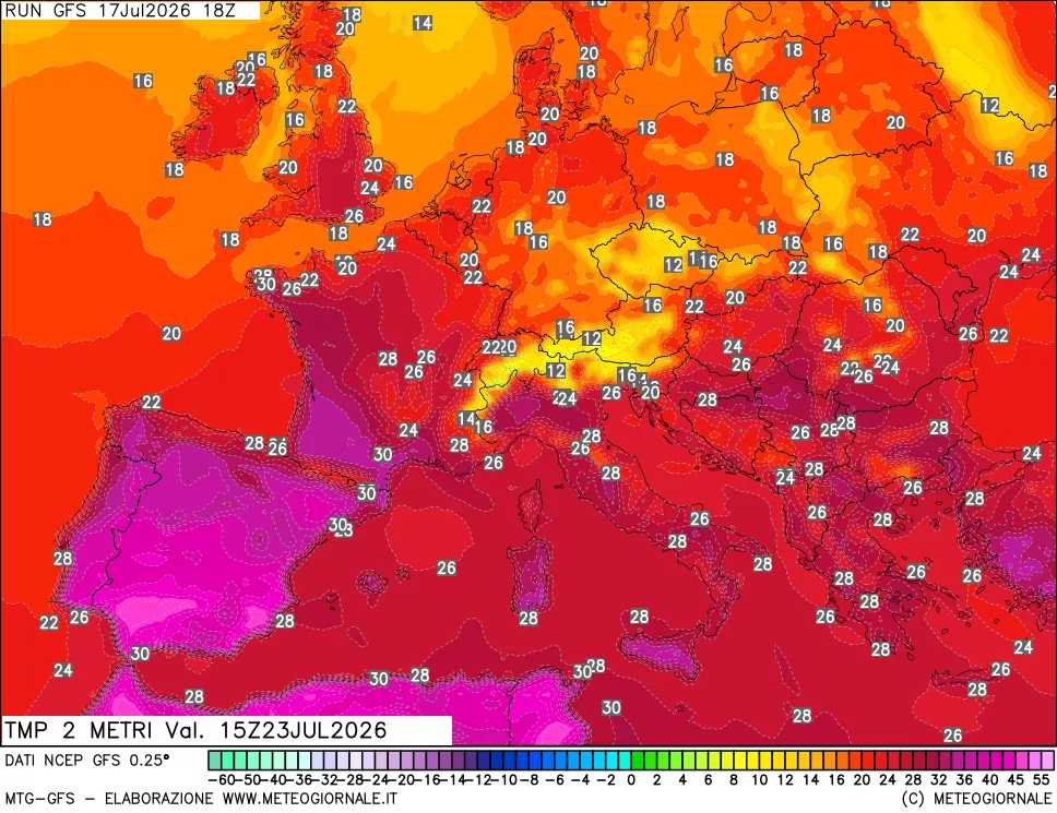 mappa Temp 2 metri