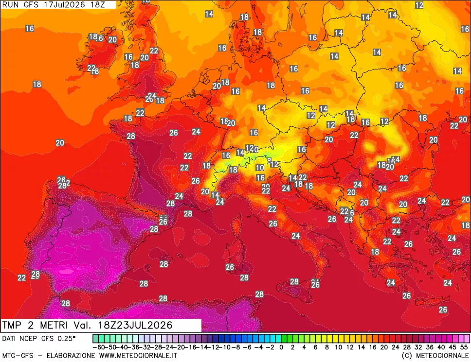 mappa Temp 2 metri