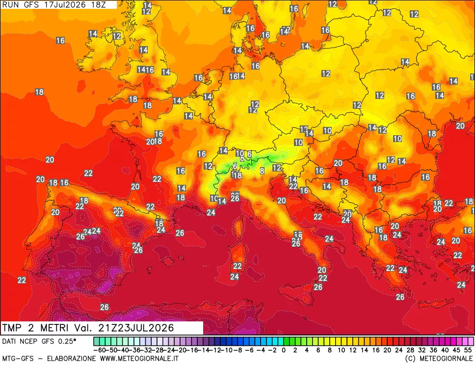 mappa Temp 2 metri