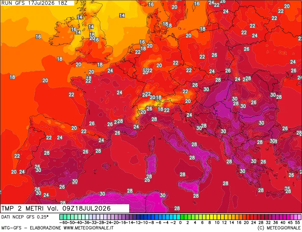 mappa Temp 2 metri
