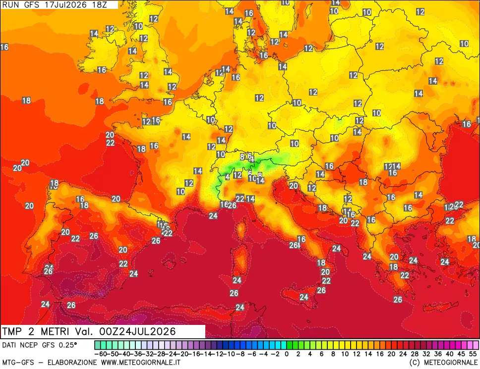 mappa Temp 2 metri