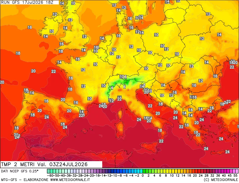 mappa Temp 2 metri