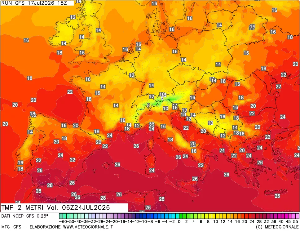 mappa Temp 2 metri