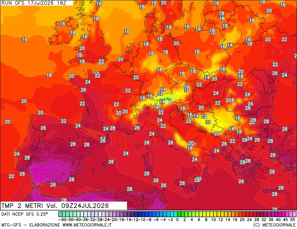 mappa Temp 2 metri