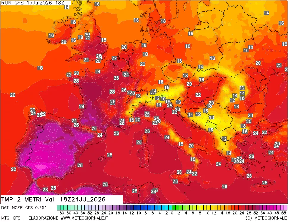 mappa Temp 2 metri