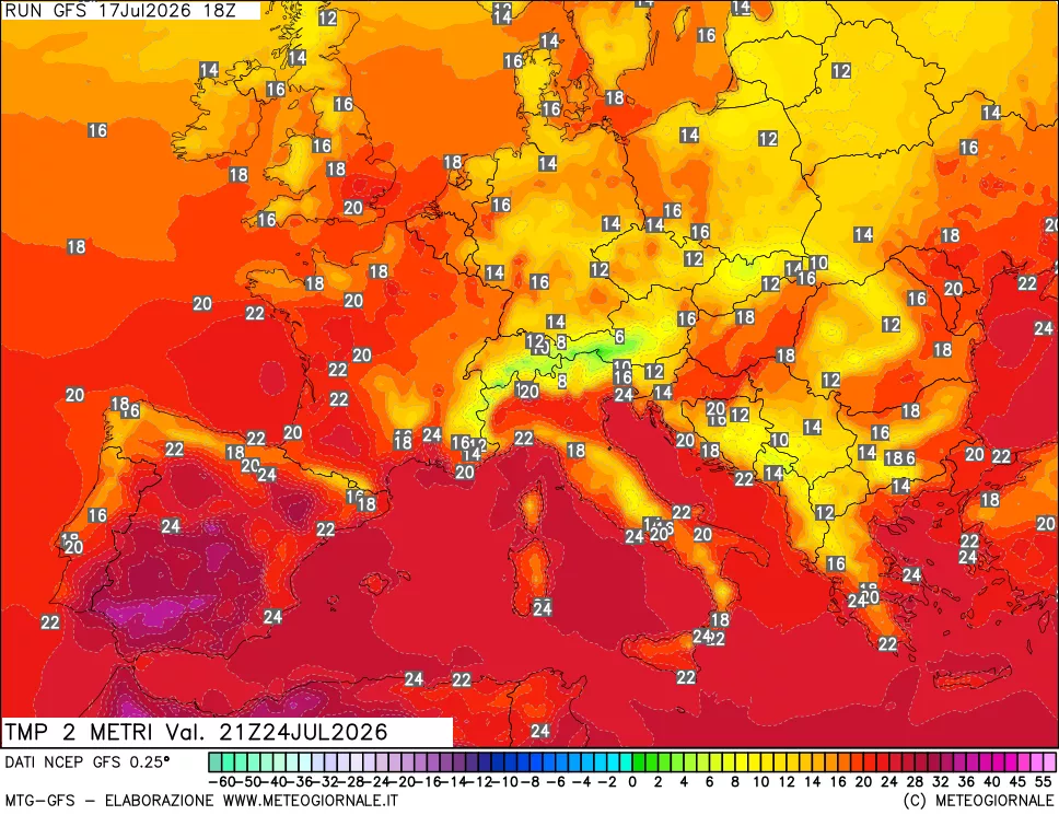 mappa Temp 2 metri