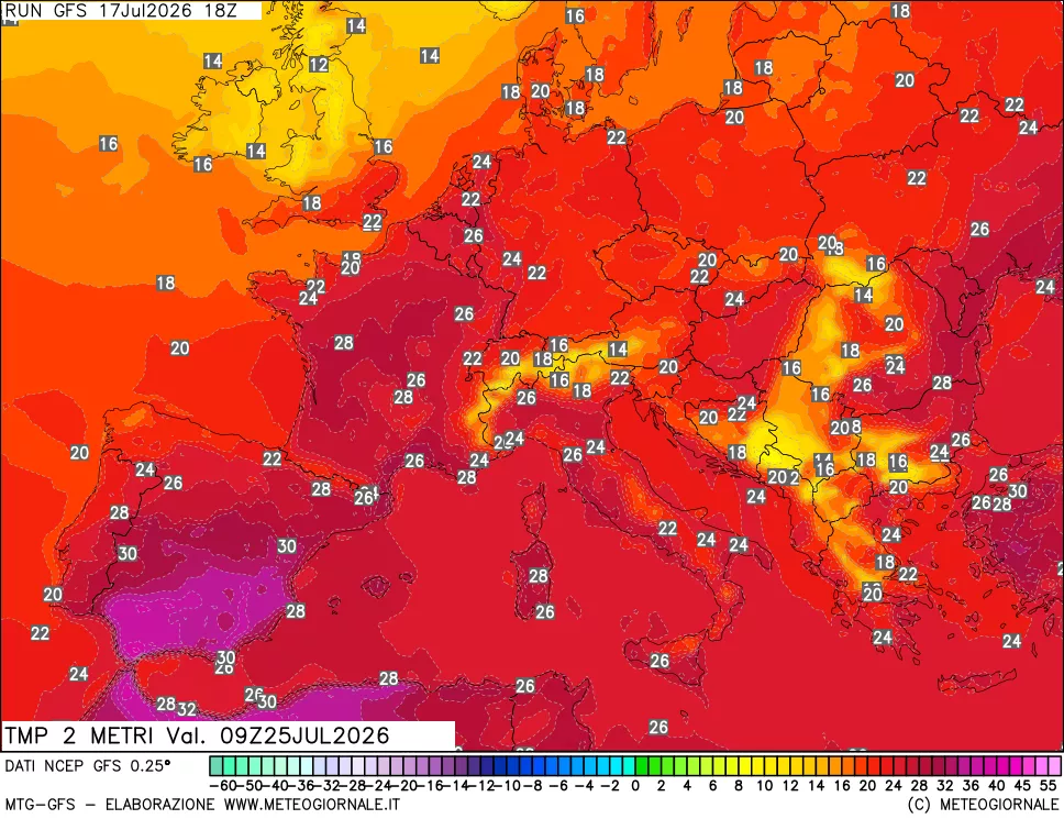mappa Temp 2 metri