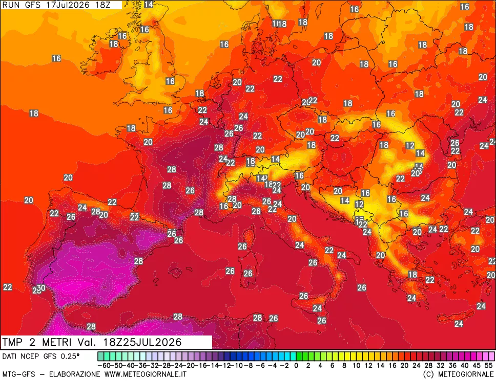 mappa Temp 2 metri