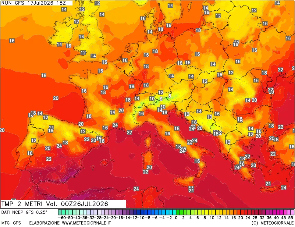 mappa Temp 2 metri