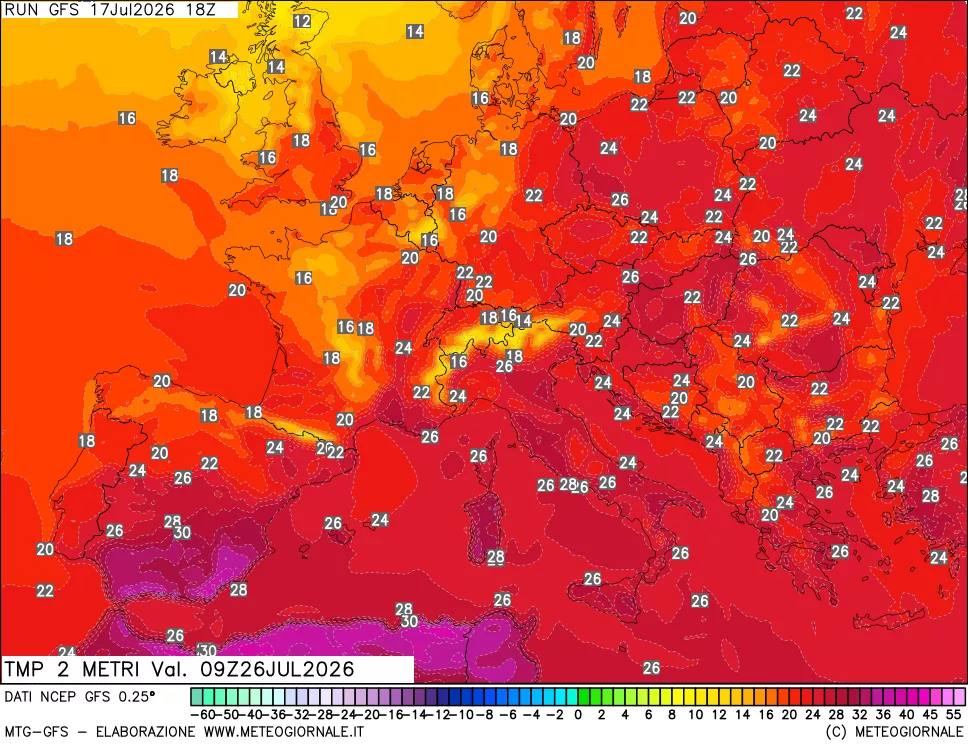 mappa Temp 2 metri
